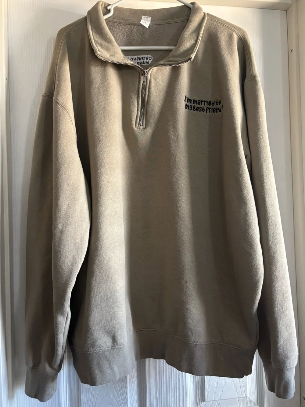 “I’m married to my best friend” Half Zip Sweater